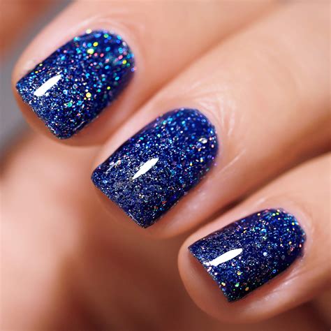 navy nails with glitter